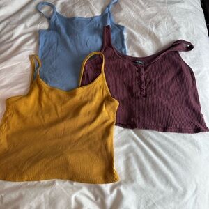 lot of 3 women’s wild fable tank tops ribbed cotton blend XXL purple yellow blue
